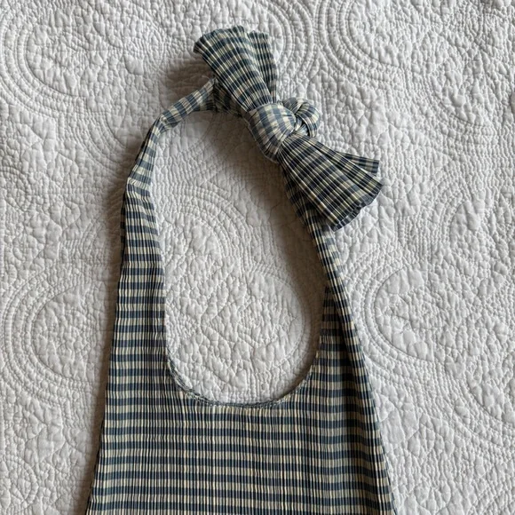 Bobby Blue Gingham Pleated Tote - Picture 2 of 5
